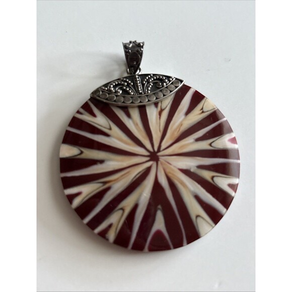 EUC MERAV INDONESIA 925 STERLING SILVER PENDANT ENHANCER 2” Shell Starburst - Picture 1 of 7
